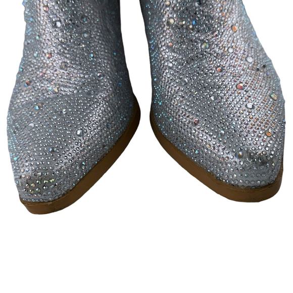 Western Cowboy Ankle Rhinestone Sparkly Boot Zip Up Pointed Toe Size 10M - Picture 4 of 7